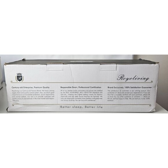Royoliving Premium Duck Feather Down Bed Pillow Comfort Queen Size 30"x 20" Gift - Picture 6 of 11